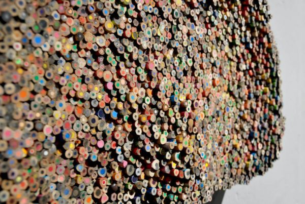 Galerie RIECK - Jens Chr. Jensen_Assemblage_Buntstifte_Detail