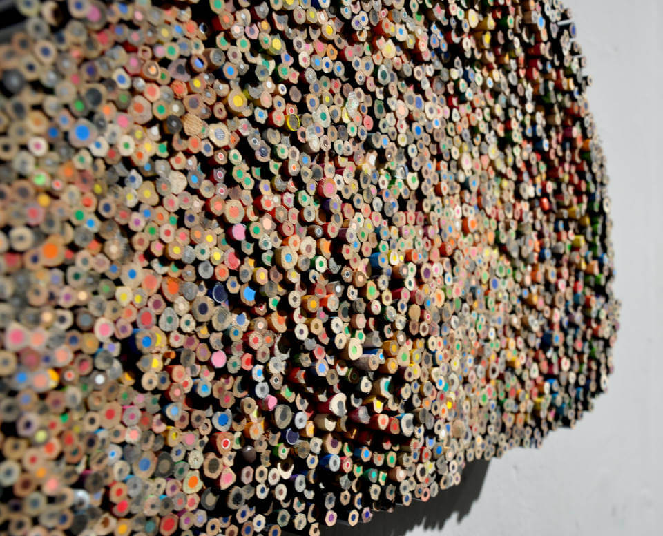 Galerie RIECK - Jens Chr. Jensen_Assemblage_Buntstifte_Detail