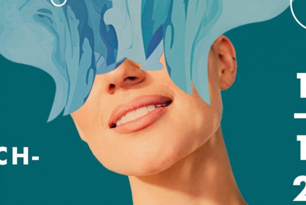 Grafisches Eventmotiv mit modernem Design, klarer Typografie und Datum 12.–14.06.2026, kombiniert mit künstlerischem Porträt und den Schlagworten Kunst, Musik und Mitmach‑Events.